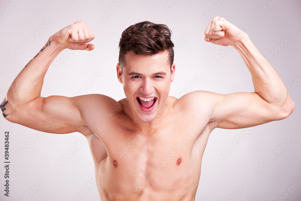 Well-built muscularyoung man screams Well-built muscularyoung man screams