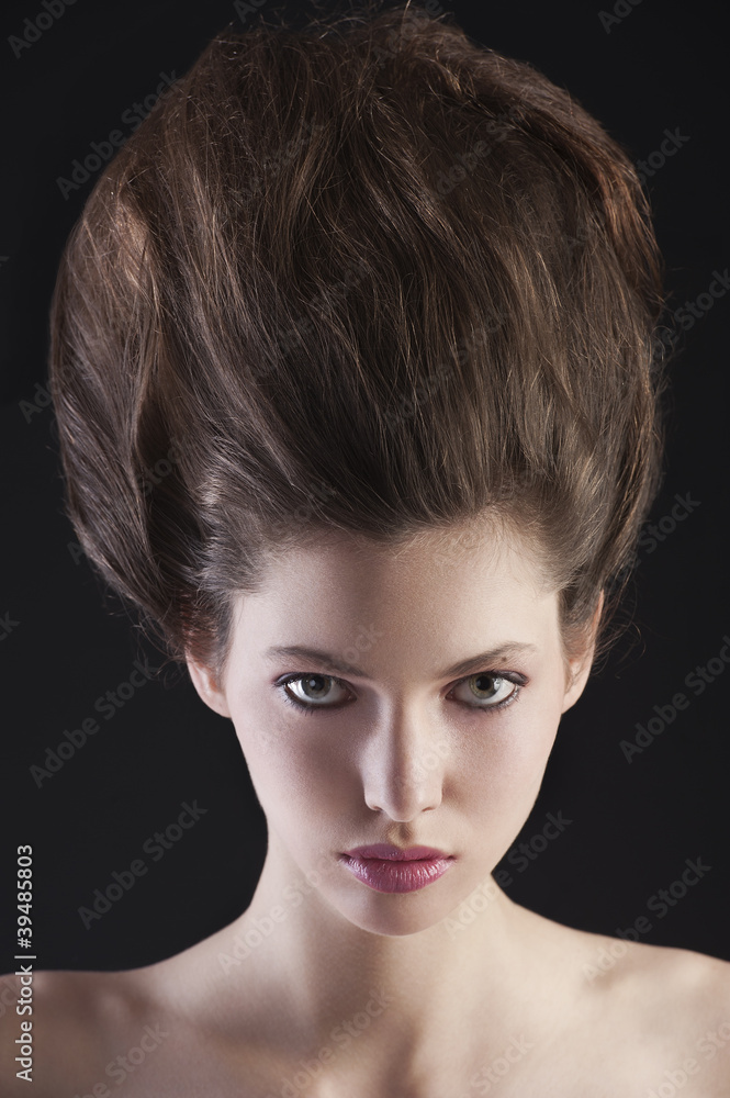 brunette with creative up hairdo brunette with creative up hairdo