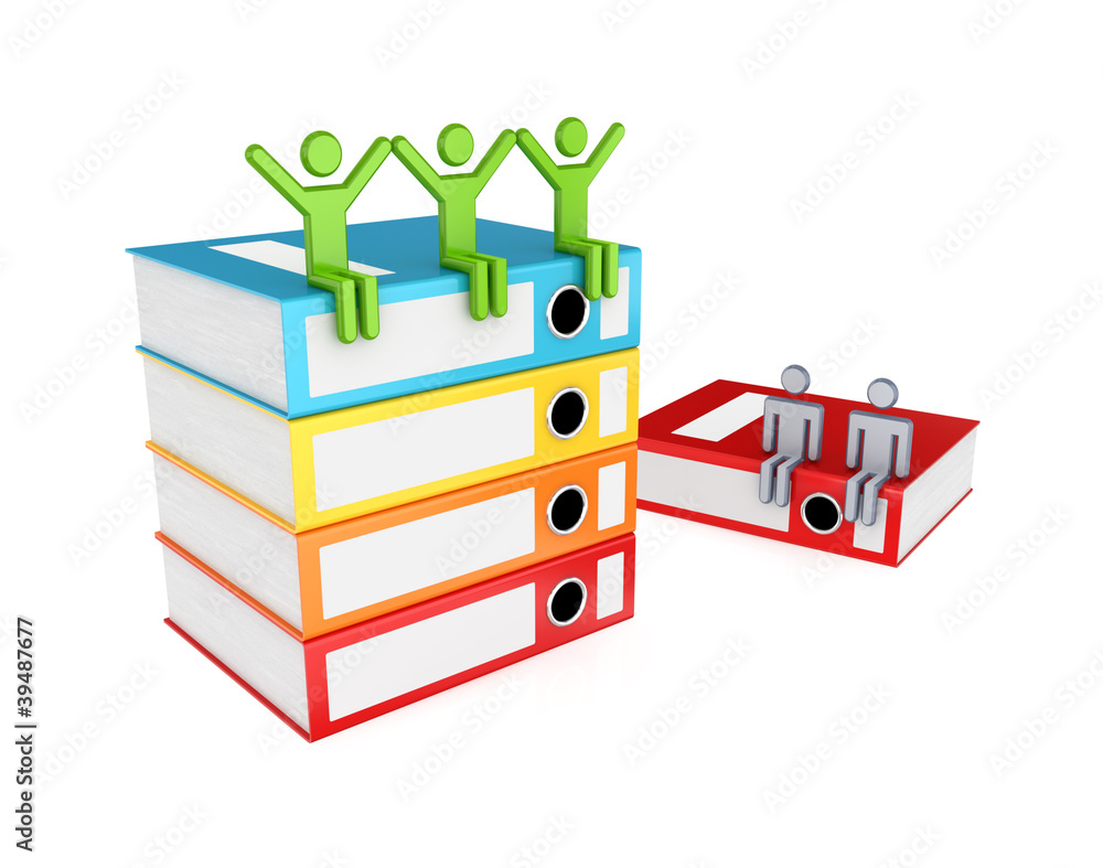3d small people and colorful folders. 3d small people and colorful folders.