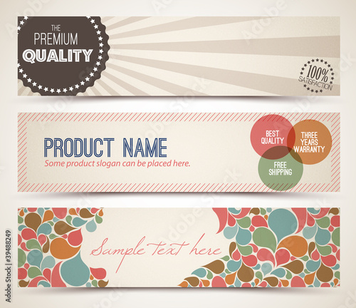 Set of retro horizontal banners photo