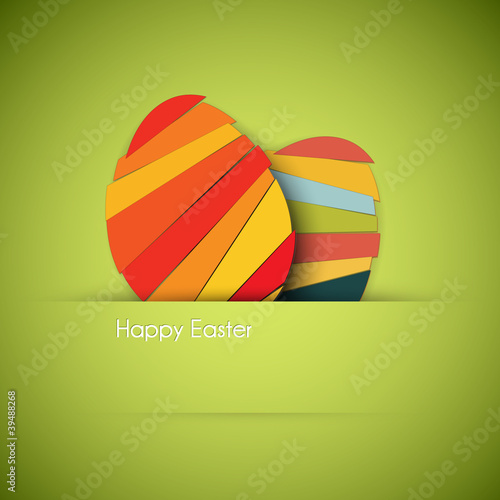 Vector green Paper easter egg card
