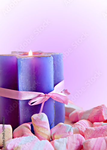 Holiday candle and sweets