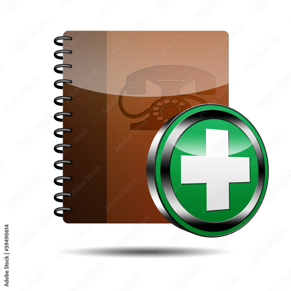 Fototapeta premium Icono agenda telefonica 3d con señal añadir
