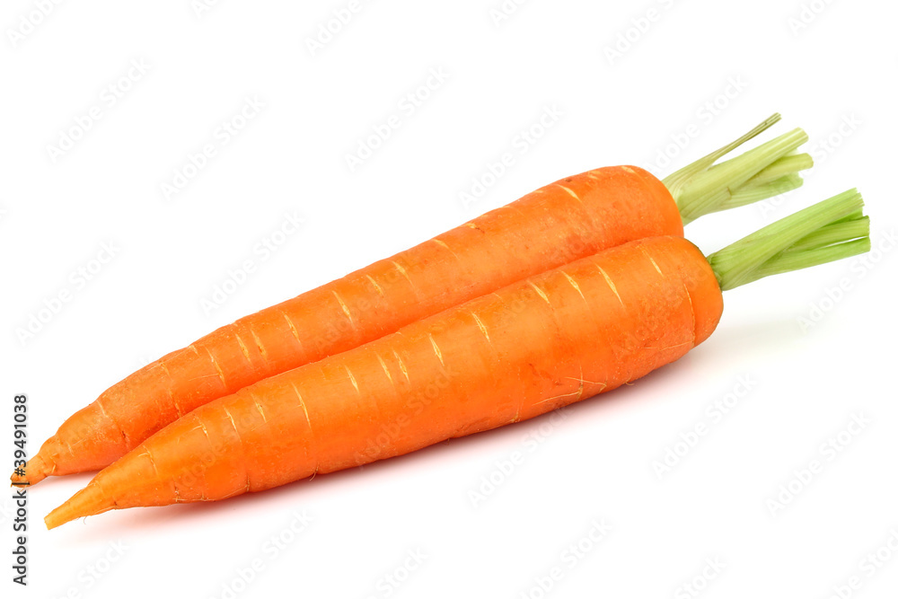 Two carrots on a white background Two carrots on a white background
