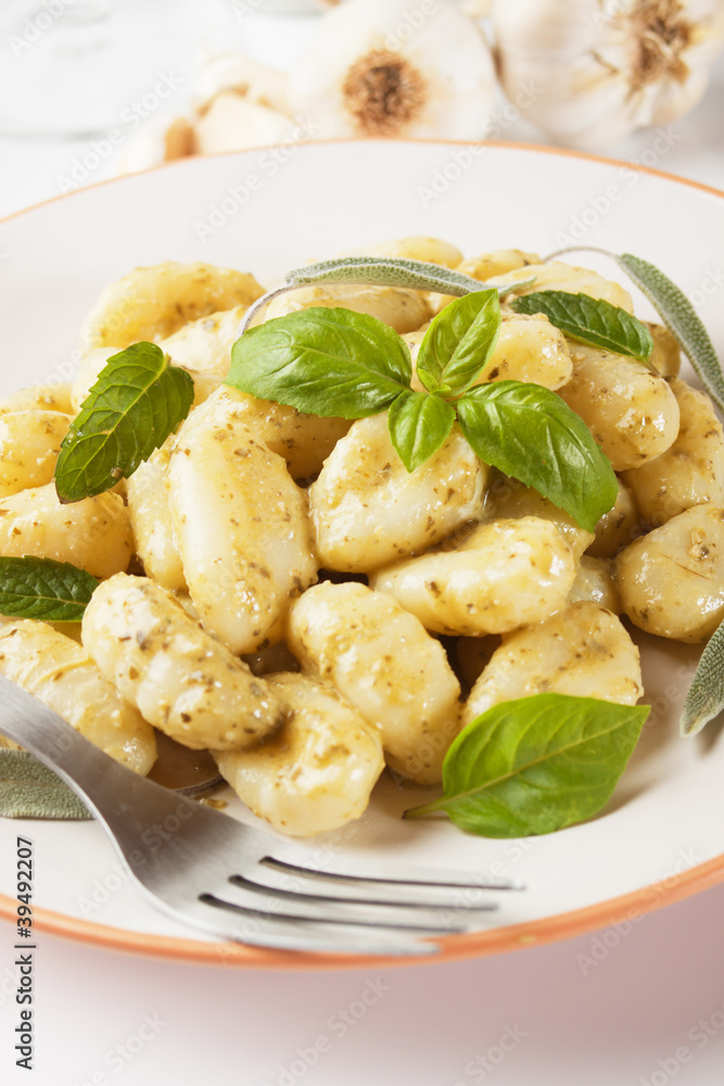 Gnocchi di patata with basilico and pesto Gnocchi di patata with basilico and pesto