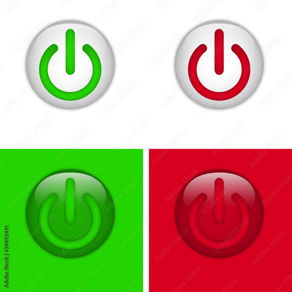 Set of On and Off Glass Buttons