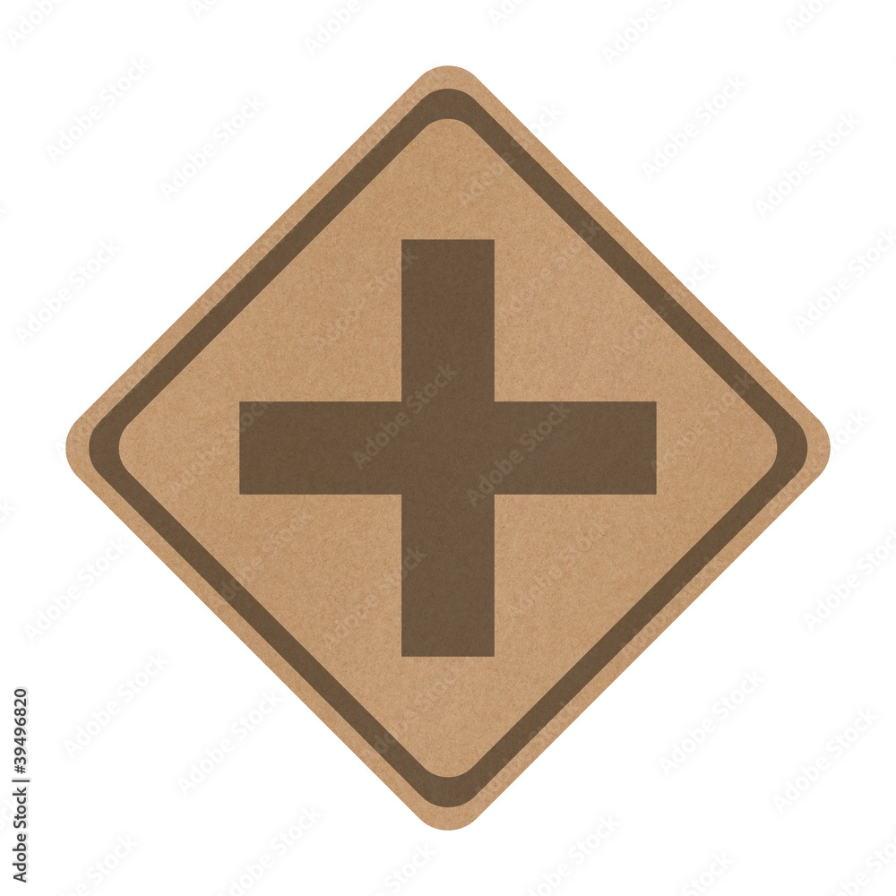 Recycle paper cross road sign isolated on white Recycle paper cross road sign isolated on white