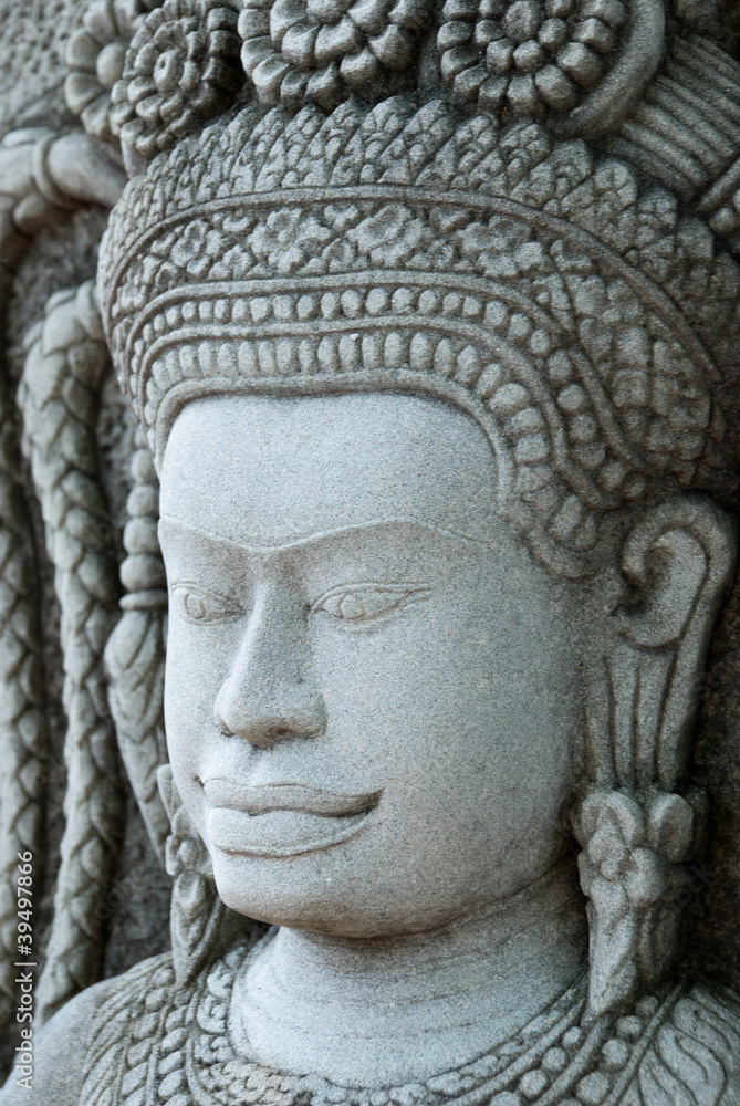 Ancient khmer stone carving in Ancient city, thailand