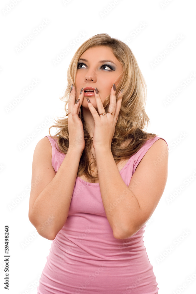 Portrait of attractive young blonde. Isolated Portrait of attractive young blonde. Isolated