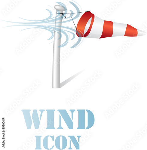Wind speed flag on a pole sign on white