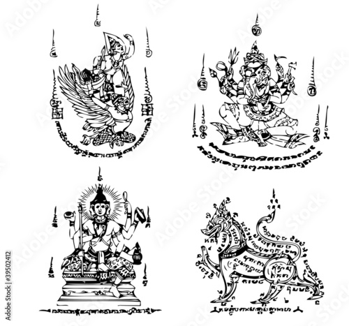 Thai Tattoo Ancient. Vector template