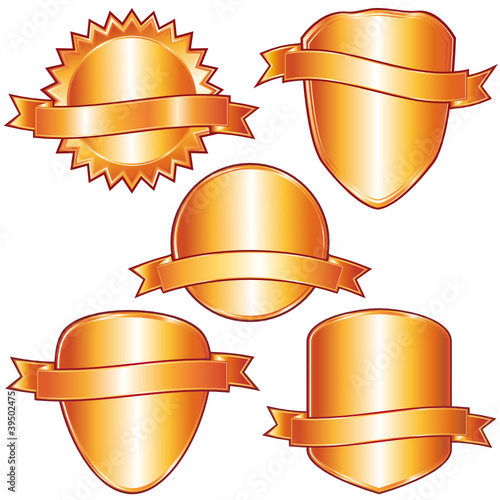 Golden shields and labels collection.