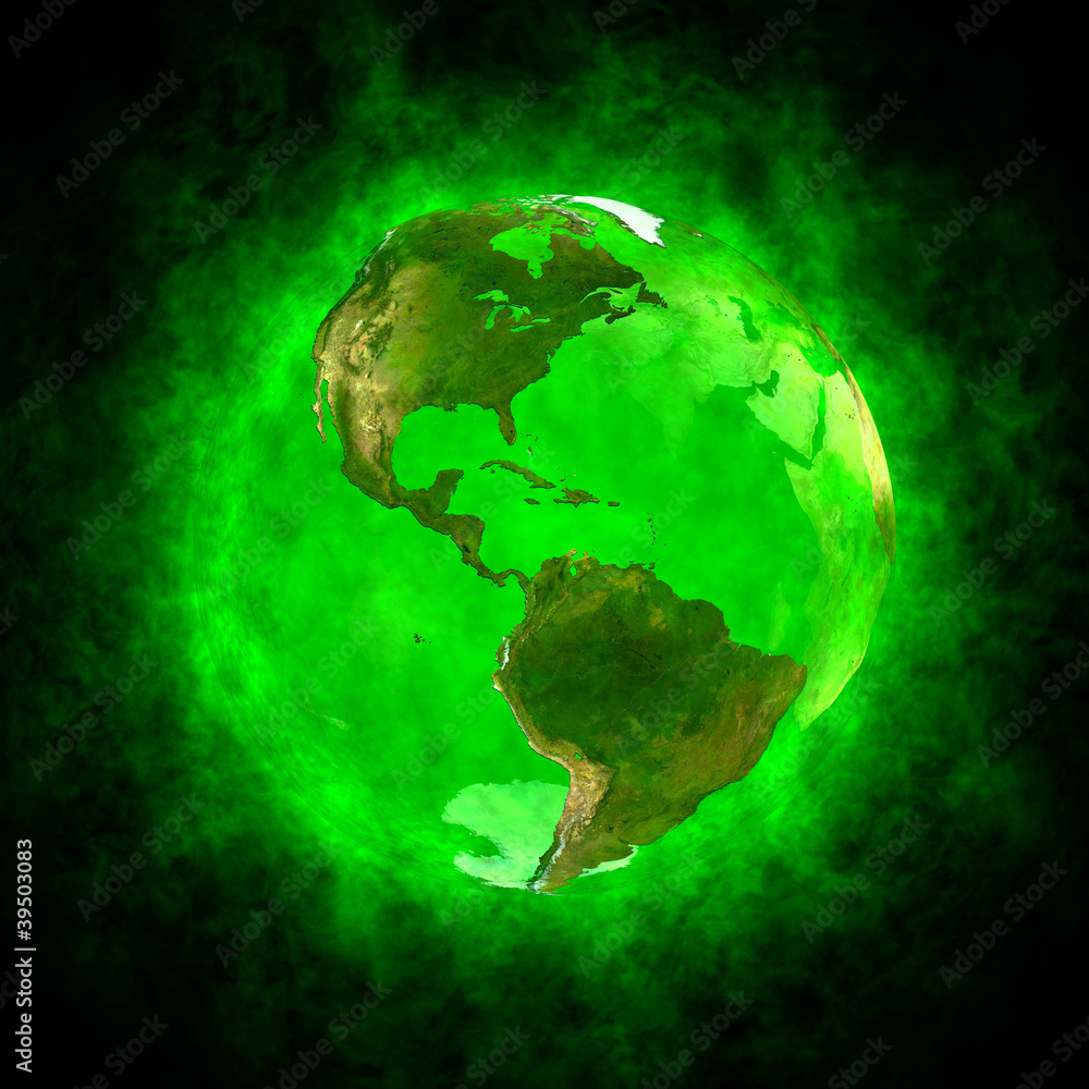Fototapeta premium Green aura of Earth - America