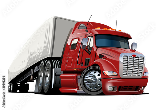 vector cartoon semi truck. one-click repaint