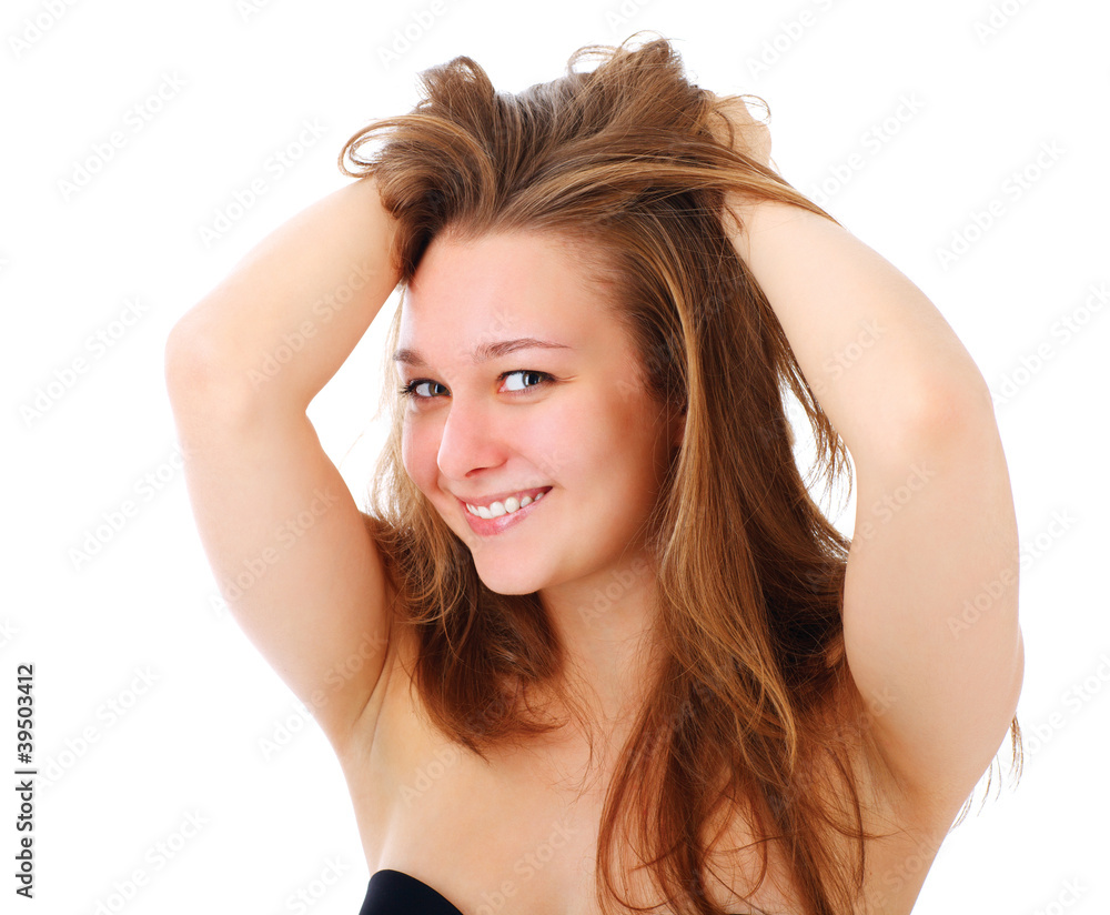 Fototapeta premium Portrait of surprised excited girl