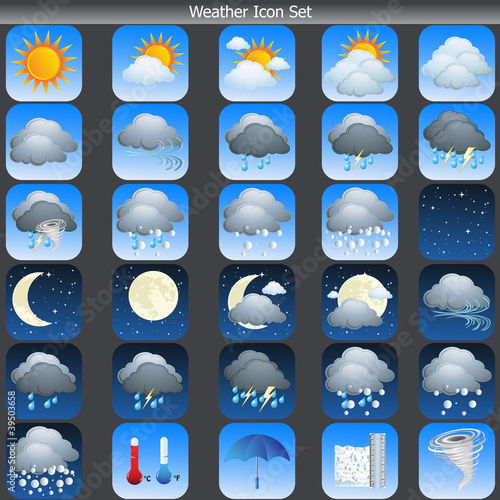 Weather Icons set on grey background