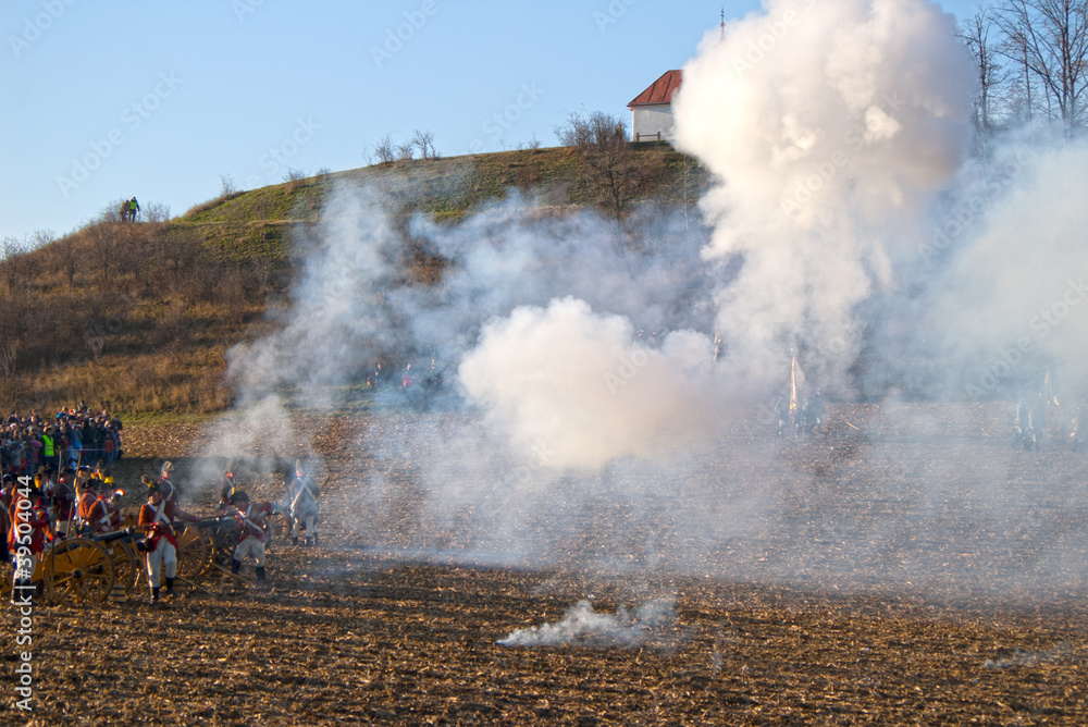 Fototapeta premium History fans in military costumes, Austerlitz