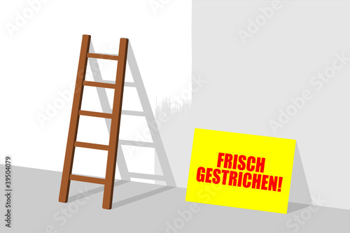 leiter an wand frisch gestrichen I