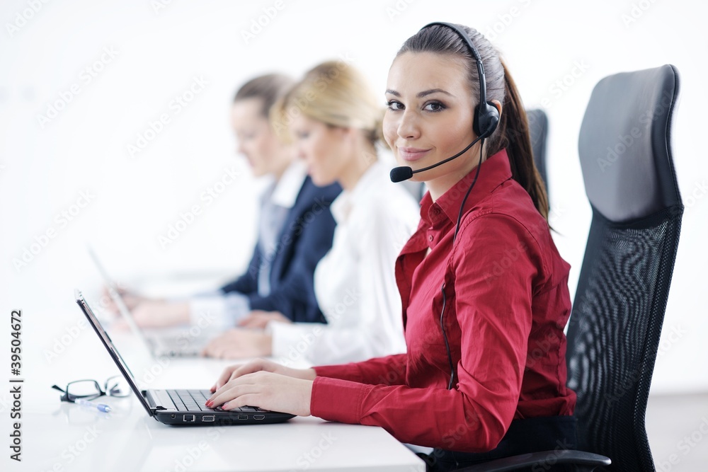 business woman group with headphones business woman group with headphones