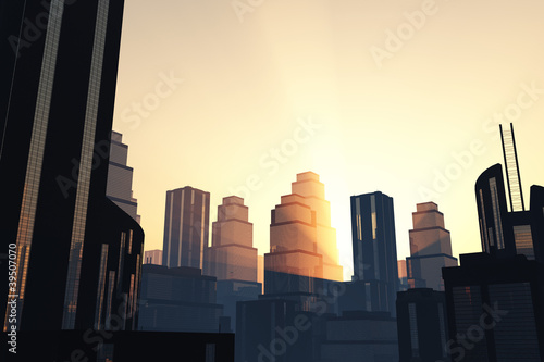 Metropolis sunset / sunrise 3D render 02