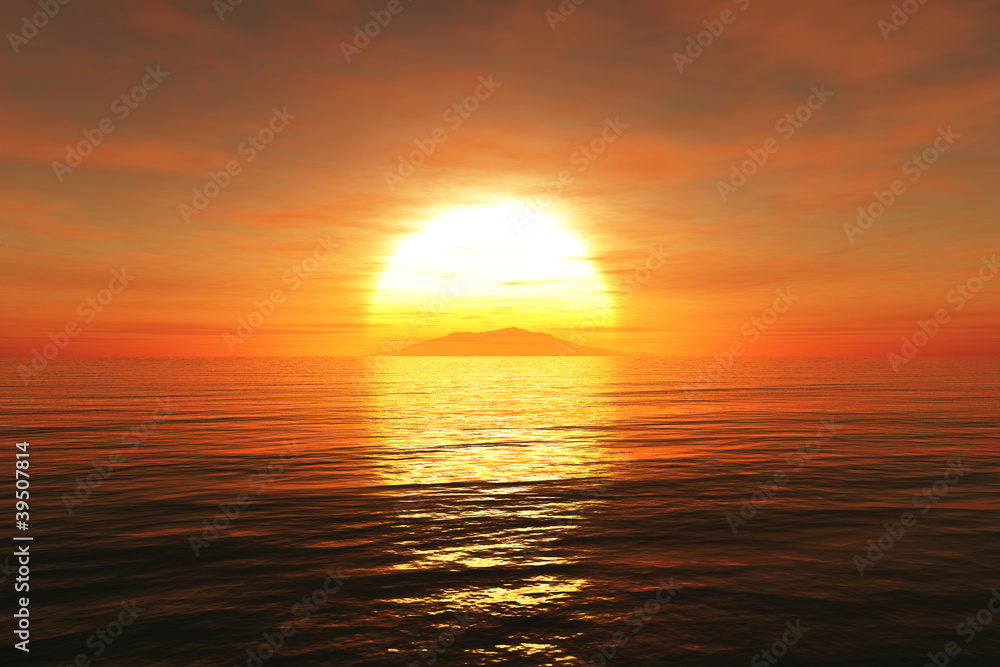 Ocean sunset / sunrise 3D render
