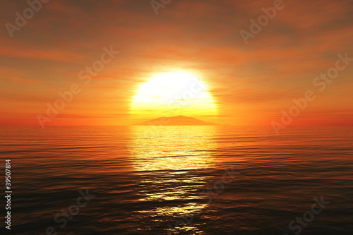 Ocean sunset   sunrise 3D render