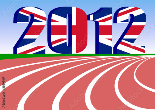 red race track with 2012 Union Jack. vector file