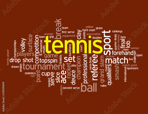 "TENNIS" Tag Cloud (sport player ball court forehand backhand)