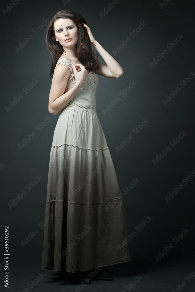Fashion female model with long curly hair. Fashion female model with long curly hair.
