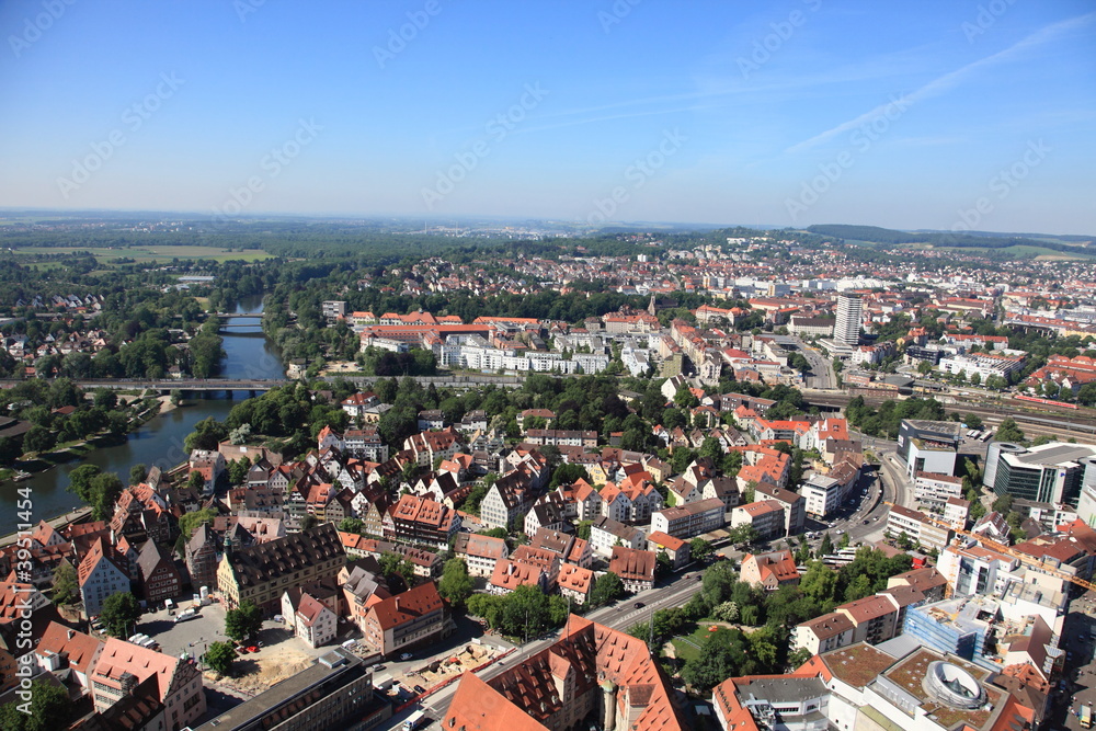 Naklejka premium Ulm skyline and river Danube, Germany