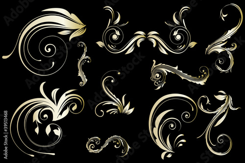 Golden floral vintage pattern