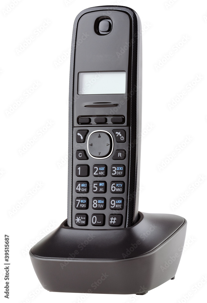 Cordless black telephone with cradle Cordless black telephone with cradle