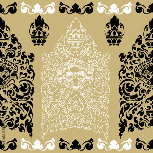 Vector seamless Cambodian floral pattern