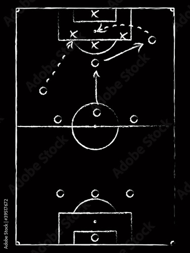 Soccer strategy on chalkboard
