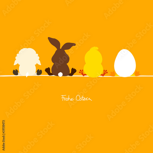 4 sitzende Osterfiguren Orange