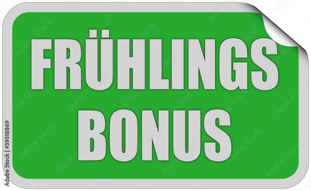 Sticker grün eckig curl oben FRÜHLINGSBONUS Sticker grün eckig curl oben FRÜHLINGSBONUS