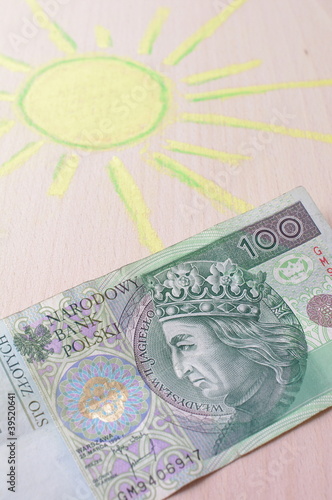 Obraz na płótnie Słońce nad banknotem