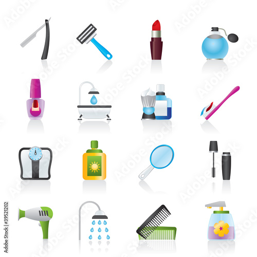 body care and cosmetics icons - vector icon set