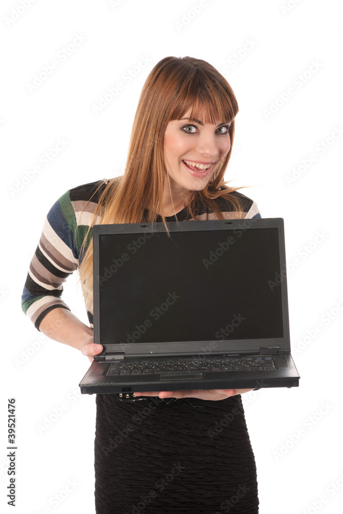 Young cute business woman with laptop Young cute business woman with laptop