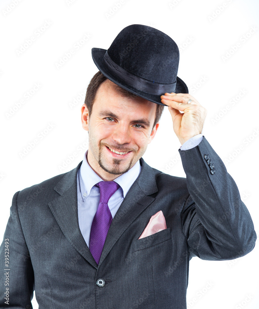 Portrait of a business man with hat Portrait of a business man with hat