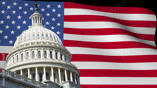 Wallpaper Mural US capitol building with rippling American Flag animation Torontodigital.ca