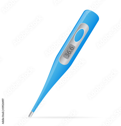 Blue thermometer. Vector illustration on white background