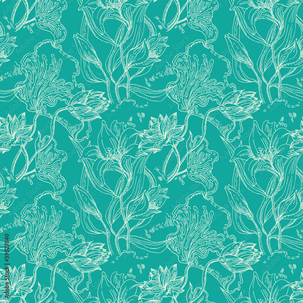 .Seamless wallpaper pattern with flowers .Seamless wallpaper pattern with flowers