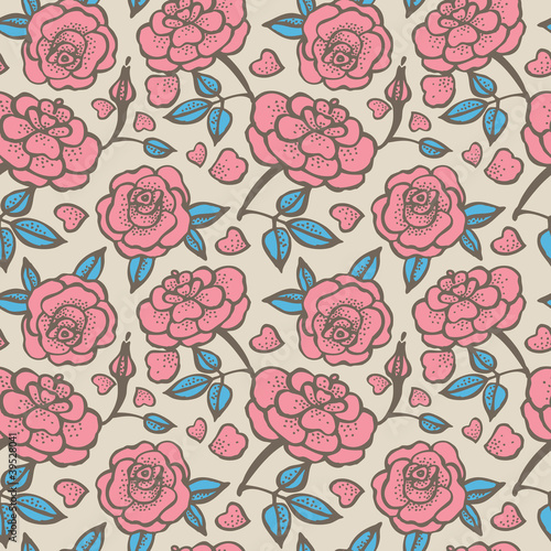 .Seamless floral pattern with roses