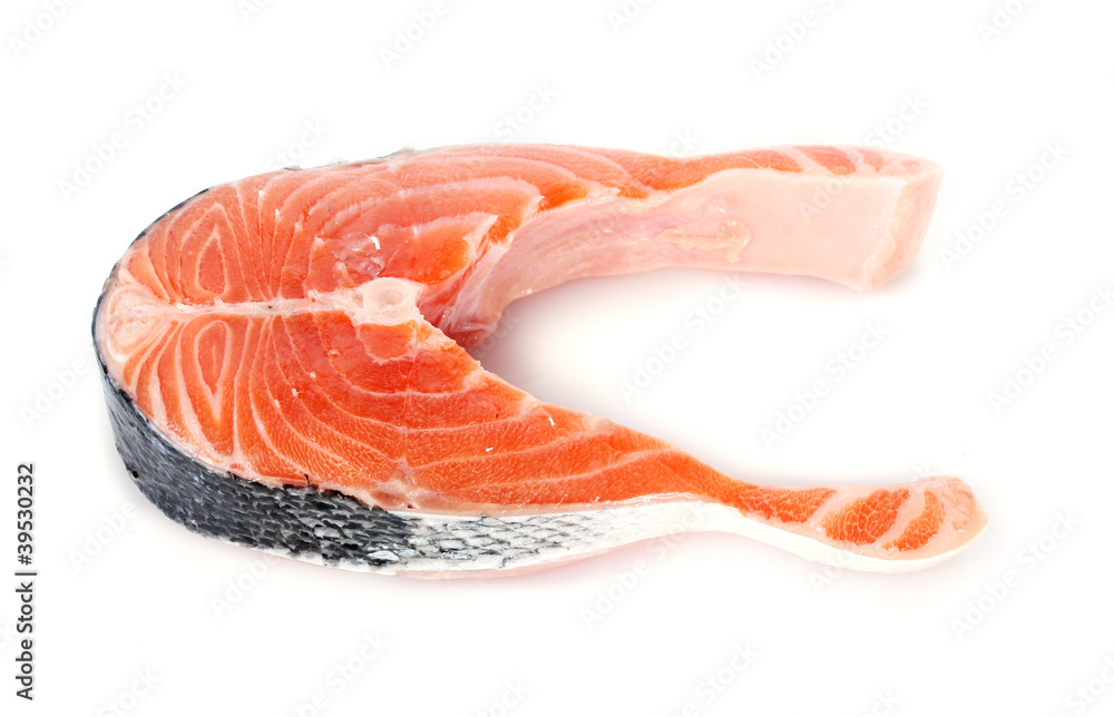 fresh salmon steak isolated on white fresh salmon steak isolated on white