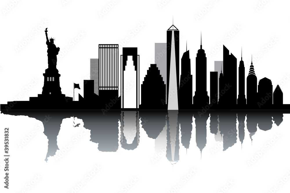 Fototapeta premium New York skyline - black and white vector illustration