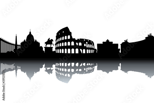 Rome skyline - black and white vector illustration