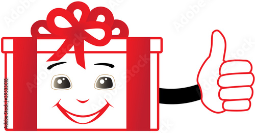 cartoon isolated box showing thumb up and smile