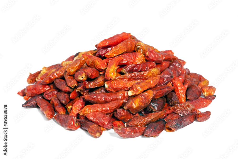 Pile Hot chili peppers isolated on white background. Pile Hot chili peppers isolated on white background.