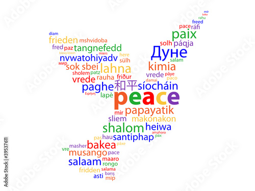 "PEACE" Tag Cloud (war white flag dove symbol icon hope freedom)